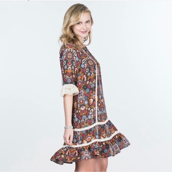 Matilda Jane brown flower dress- small- hard to find as company has closed. - Picture 4 of 7